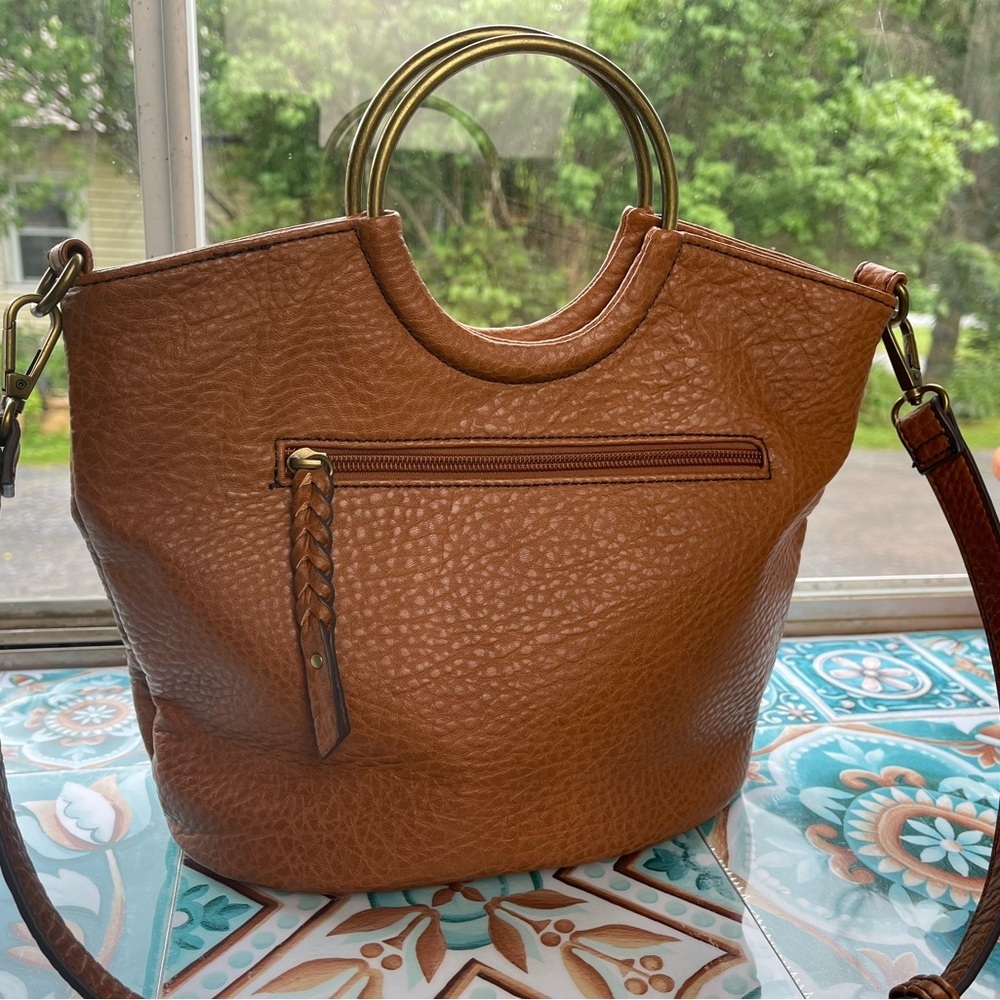 Ana brown ring boho faux leather adjustable strap should bag purse handbag - Picture 3 of 14